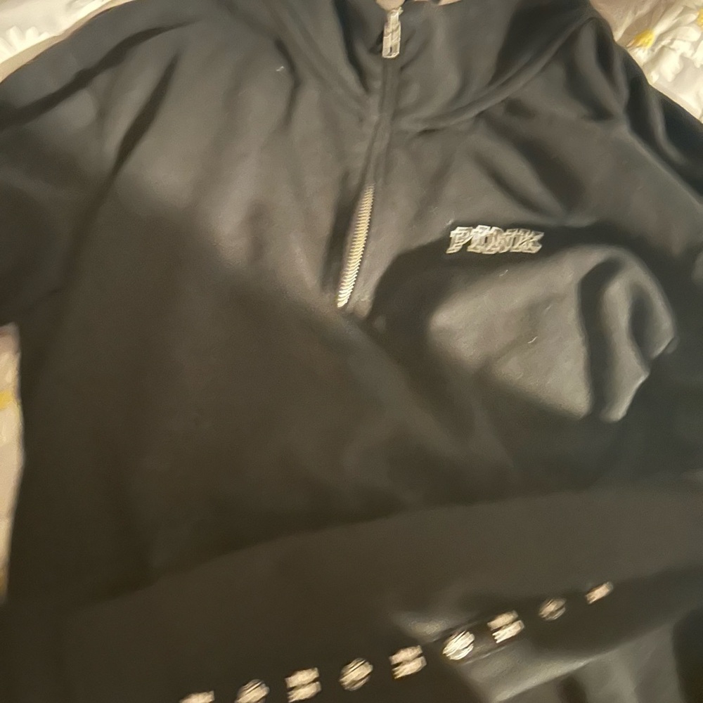 Pink black half zip